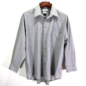 Kings Court Mens Gray Long Sleeve Button Down‎ Dress Shirt 18.5 35/36 Vintage